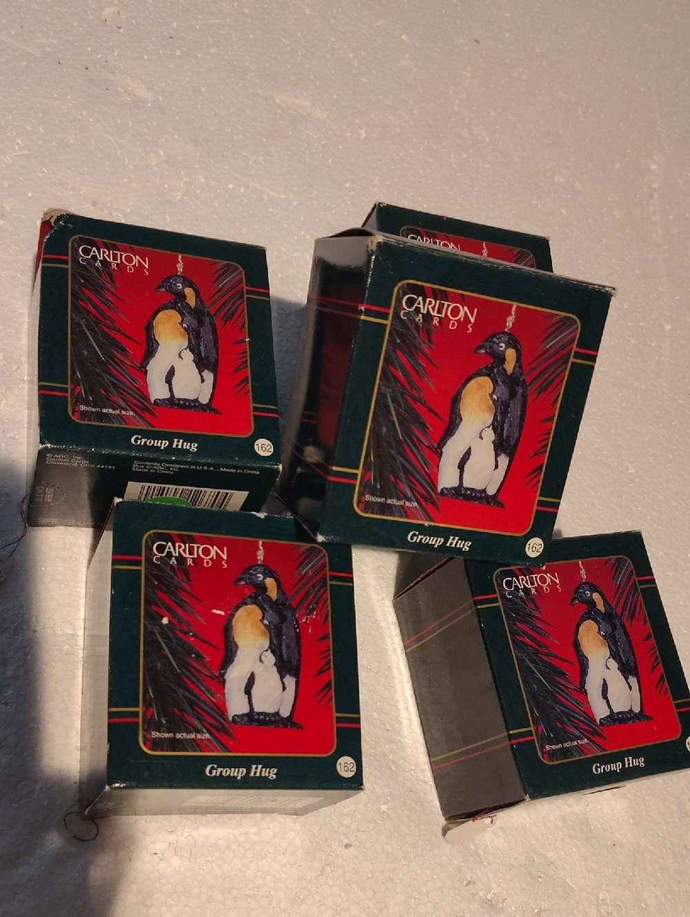 Carlton Cards Holiday Penguin Boxed Ornaments New - Black And White